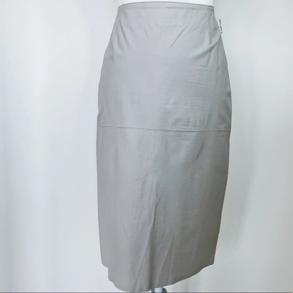 NWT By MALENE BIRGER Gray Embossed Leather Pencil Skirt - Picture 5 of 13